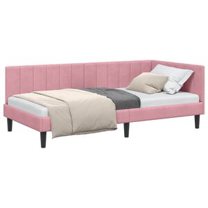 vidaXL Eckbettgestell mit Kopfteil Rosa 100 cm x 200 cm Samt