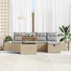 vidaXL Gartensofa-set mit Kissen mit Speicher 6 pcs Beige Poly-Rattan