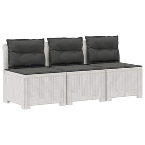 vidaXL 3-Sitzer Garten Sofa mit Kissen Rattan-Look 3-Sitzer PP Wei&szlig;