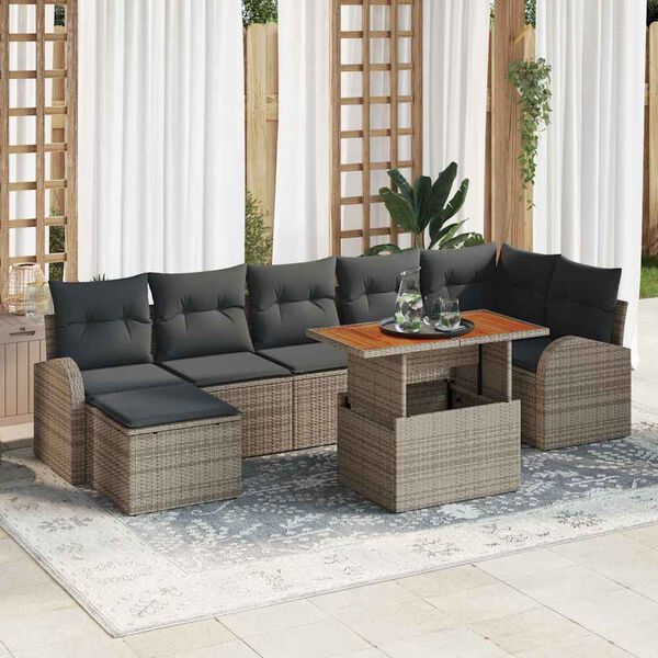 vidaXL Garten-Sofa-Set mit Kissen 8 pcs Grau