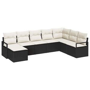 vidaXL Sofa Set mit Kissen 8 pcs Schwarz Poly Rattan
