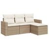 vidaXL 4-tlg. Garten-Sofagarnitur mit Kissen Beige Poly Rattan