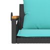 vidaXL H&auml;ngebank mit Kissen Schwarz 109x62x40 cm Poly Rattan
