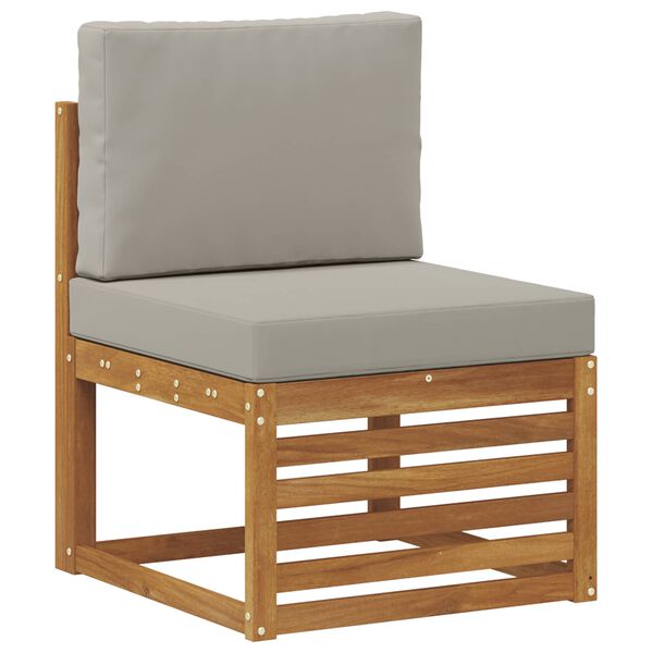 vidaXL Ecksofa Set 10 pcs Nat&uuml;rlich und Hellgrau Massivholz Akazie