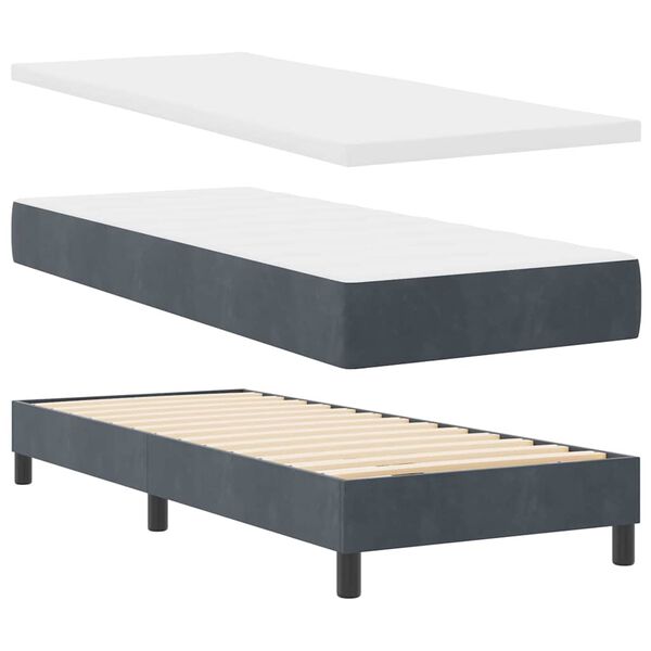 vidaXL Boxspringbett mit Matratze Dunkelgrau 200 x 80 cm Samt
