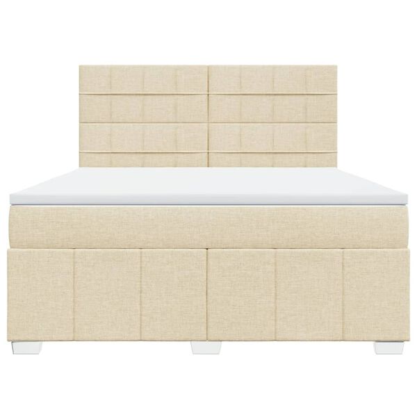 vidaXL Boxspringbett mit Matratze Creme 180x200 cm Stoff