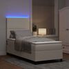 vidaXL LED Boxspringbett Creme und Wei&szlig; 90 x 190 cm Cordstoff