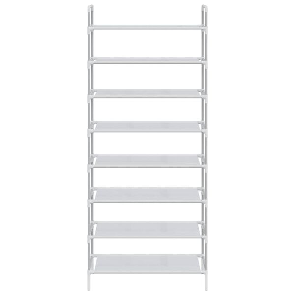 vidaXL Schuhregal mit 8 B&ouml;den Metall und Vliesstoff Silbern