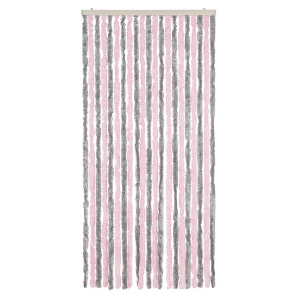 vidaXL Fliegenvorhang Silbergrau und Rosa 90x220 cm Chenille