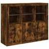 vidaXL Sideboards mit LED-Leuchten 3 Stk. Räuchereiche Holzwerkstoff