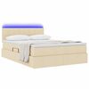 vidaXL Bett mit Stauraum und LED mit Matratze Creme 140 x 190 cm Stoff