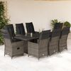 vidaXL 9-tlg. Garten-Essgruppe mit Kissen Grau Poly Rattan