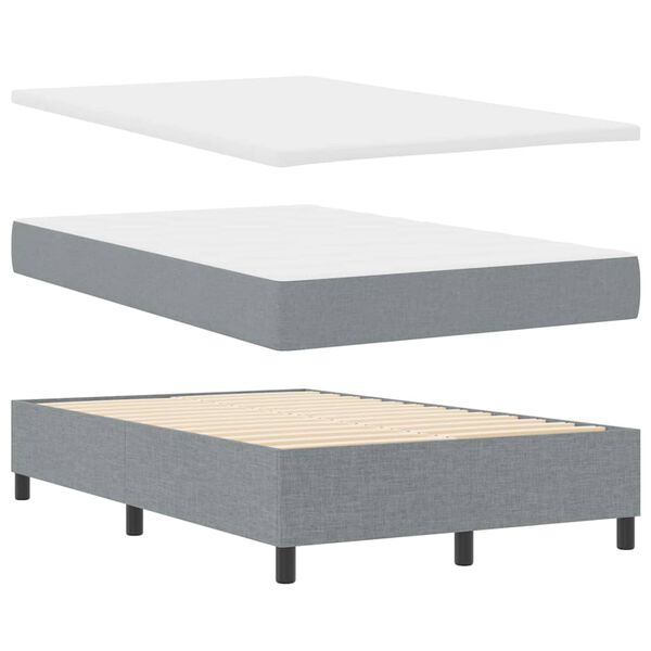 vidaXL Boxspringbett mit Kopfteil Hellgrau 120 x 190 cm Stoff