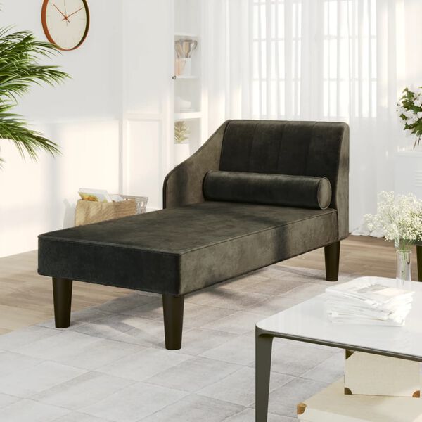 vidaXL Chaiselongue mit Nackenrolle Schwarz Samt