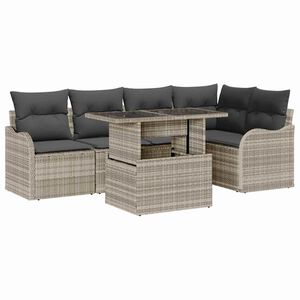 vidaXL Gartensofa-set 6 stk. Hellgrau Poly Rattan