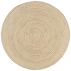 vidaXL Teppich Handgefertigt Jute mit Spiralen-Design Wei&szlig; 90 cm