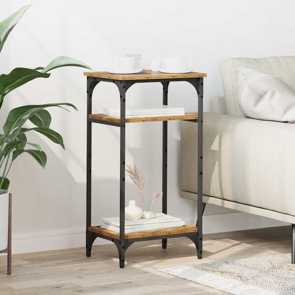 vidaXL Beistelltisch mit Regal Altholz 40 x 30 x 75 cm Holzwerkstoff