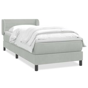vidaXL Boxspringbett mit Matratze Hellgrau 90x220 cm Samt