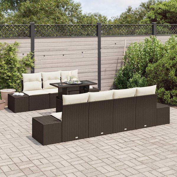 vidaXL Gartensofa-set mit Kissen 8 pcs Braun und Creme