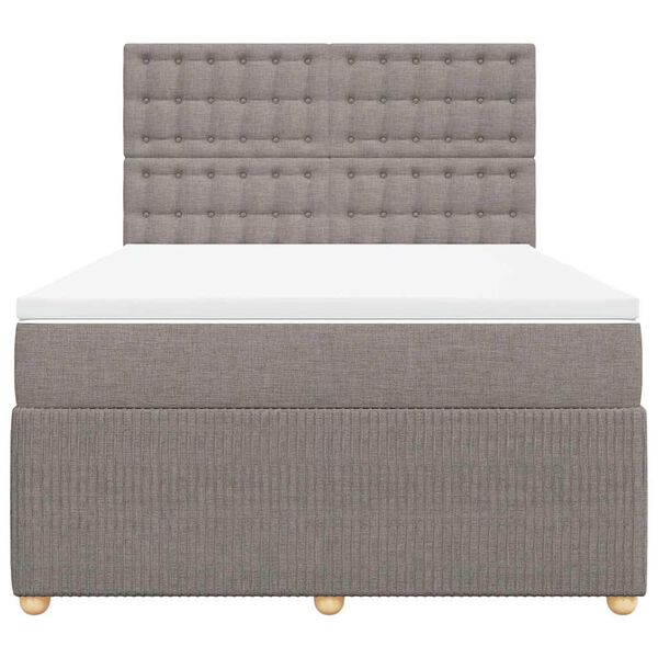 vidaXL Boxspringbett mit Matratze Taupe 140x200 cm Stoff