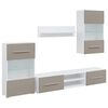vidaXL 5-tlg. Wohnwand mit LED-Beleuchtung Steingrau Holzwerkstoff