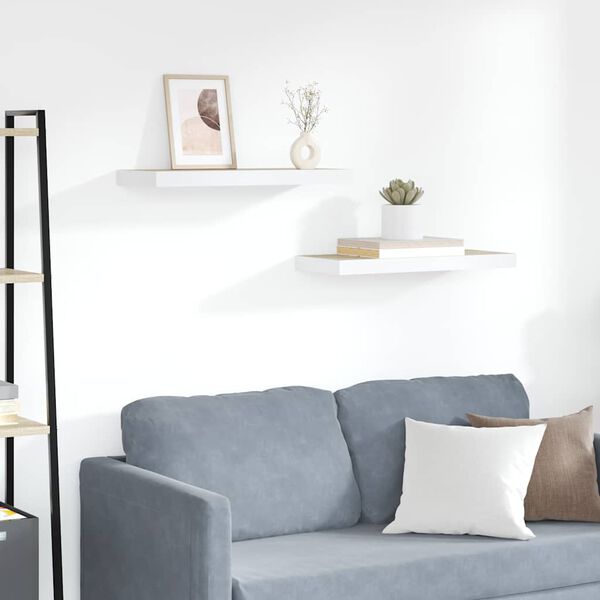 vidaXL Schweberegale 2 Stk. Eichen-Optik und Wei&szlig; 60x23,5x3,8 cm MDF