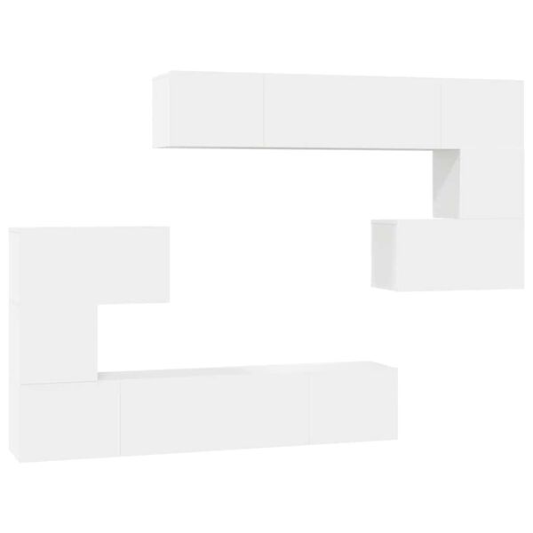 vidaXL 8-tlg. TV-Schrank-Set Wei&szlig; Holzwerkstoff