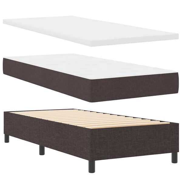 vidaXL Boxspringbett mit Matratze Dunkelbraun 100 x 200 cm Stoff