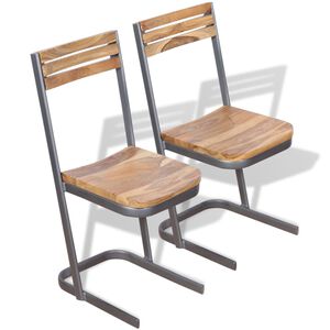vidaXL Esszimmerst&uuml;hle 2 Stk. Massivholz Teak
