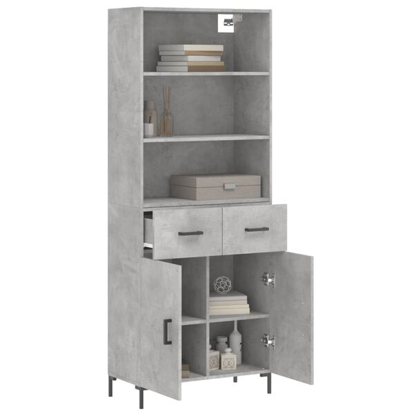 vidaXL Highboard Betongrau 69,5x34x180 cm Holzwerkstoff