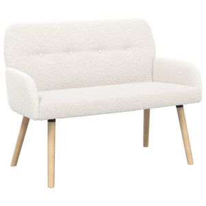 vidaXL 2-Sitzer Sofa mit Massivholzbeinen Creme Boucl&eacute;