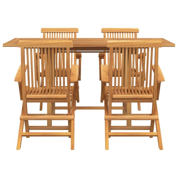 vidaXL Garten Essgruppe 5 pcs Braun Massivholz Teak