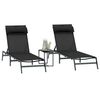 vidaXL Sonnenliegen mit Tisch 2-Person 3 pcs Schwarz und Anthrazit