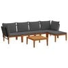 vidaXL 6 stk. Massives Akazienholz & Seil Natur