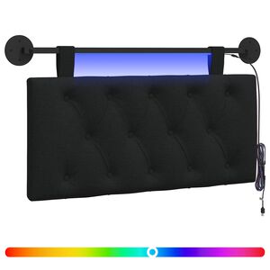 vidaXL H&auml;ngendes Kopfteil Mit LED Licht Schwarz Stoff