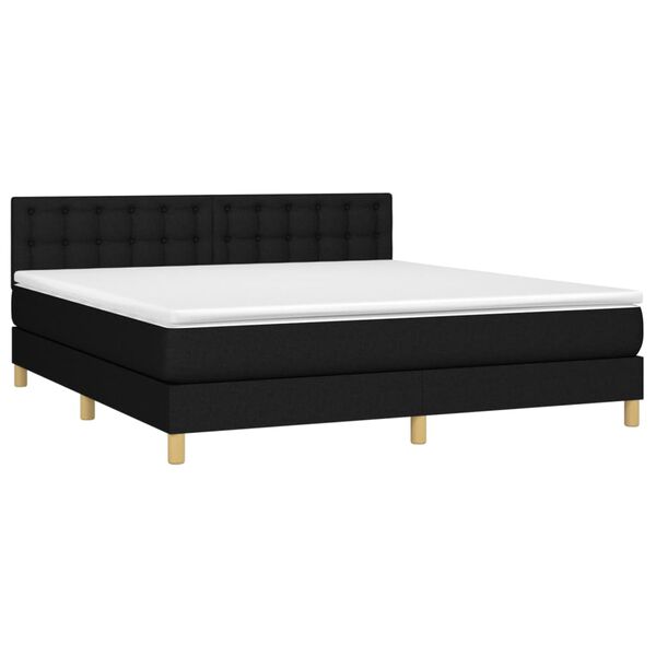 vidaXL Boxspringbett mit Matratze & LED Schwarz 160x200 cm Stoff