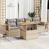vidaXL 5-tlg. Garten-Sofagarnitur mit Kissen Beige Poly Rattan Akazie