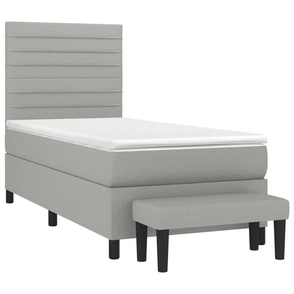 vidaXL Boxspringbett mit Matratze Hellgrau 90x190 cm Stoff