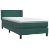 vidaXL Boxspringbett mit Matratze Dunkelgr&uuml;n 80x220 cm Samt