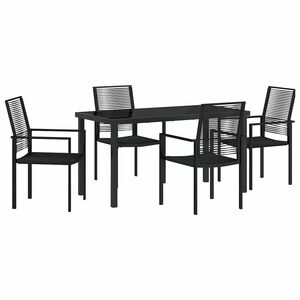 vidaXL Garten Essgruppe 5 stk. Schwarz Pulverbeschichteter Stahl
