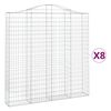 vidaXL Gabionen mit Hochbogen 8 Stk. 200x30x200/220cm Verzinktes Eisen