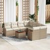 vidaXL Gartensofa-set mit Kissen 9 pcs Beige Poly-Rattan