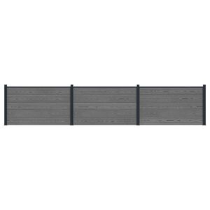 vidaXL Zaunelement 3 pcs WPC und Aluminium Grau