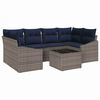 vidaXL Sofa Set 7 stk. 6-Sitzanzahl Grau und Marineblau Poly-Rattan