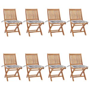 vidaXL Klappbare Gartenst&uuml;hle mit Kissen 8 Stk. Massivholz Teak
