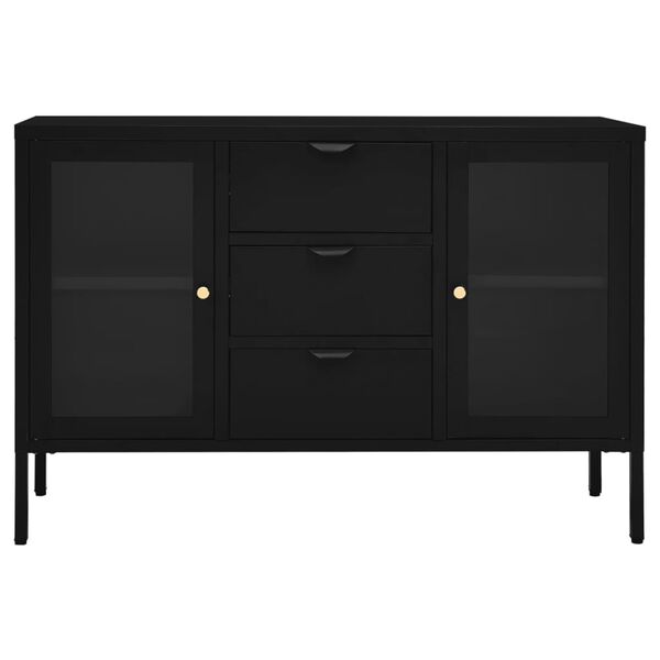 vidaXL Sideboard Schwarz 105x35x70 cm Stahl und Hartglas