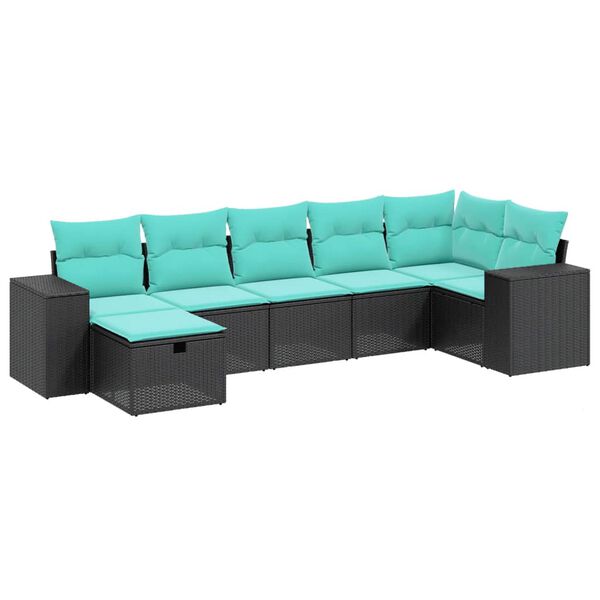 vidaXL 7-tlg. Garten-Sofagarnitur mit Kissen Grau Poly Rattan