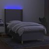 vidaXL Boxspringbett mit Matratze & LED Hellgrau 90x190 cm Stoff