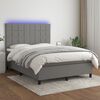 vidaXL Boxspringbett mit Matratze & LED Dunkelgrau 140x190 cm Stoff