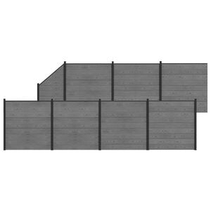 vidaXL zaunset 1311 x 186 cm WPC und Aluminium Grau